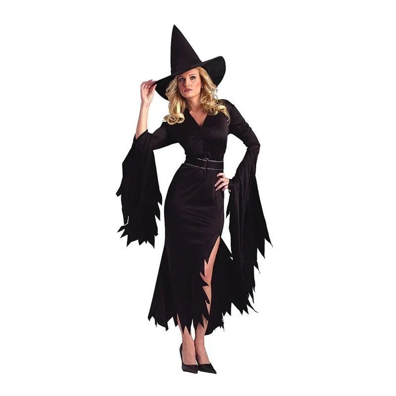 Halloween Gothic Black Witch Costume Purim