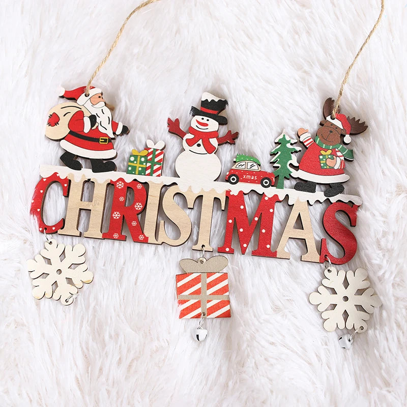 Wooden Christmas Hanging Pendants Gnome Santa Claus