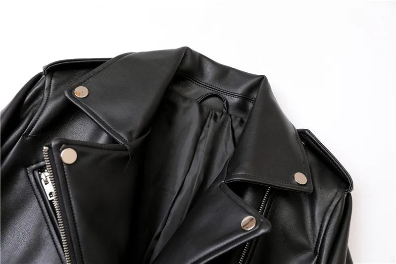 Ladies belt Detachable epaulettes leather jacket