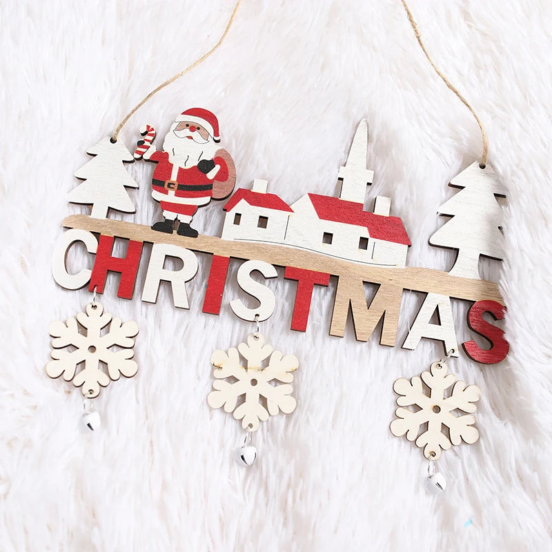 Wooden Christmas Hanging Pendants Gnome Santa Claus