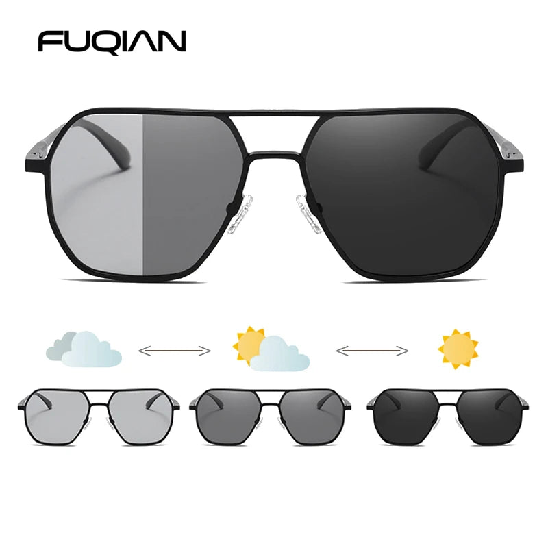 Luxury Metal Photochromic Sunglasses Men Women