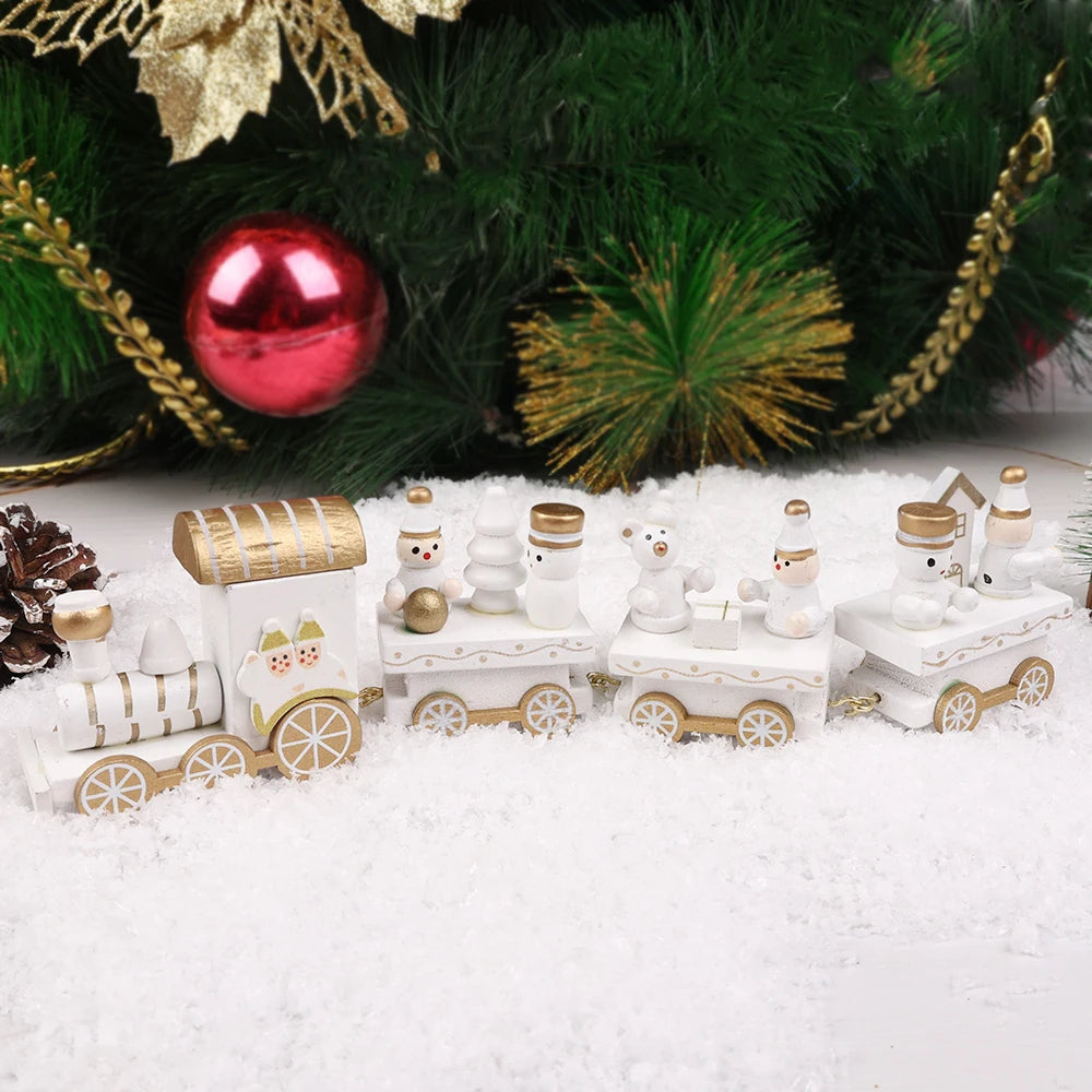 Wooden Train Christmas Ornaments Santa Decoration