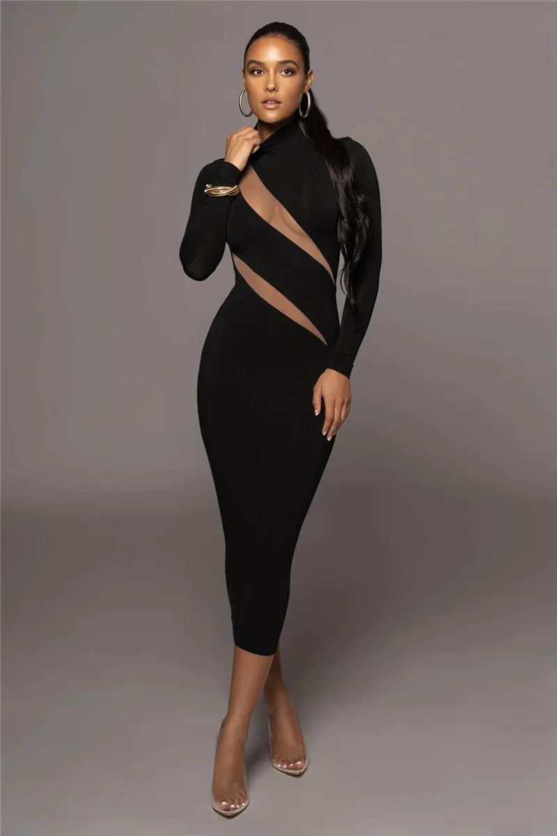 Long Sleeve Bodycon Sexy Maxi Dress