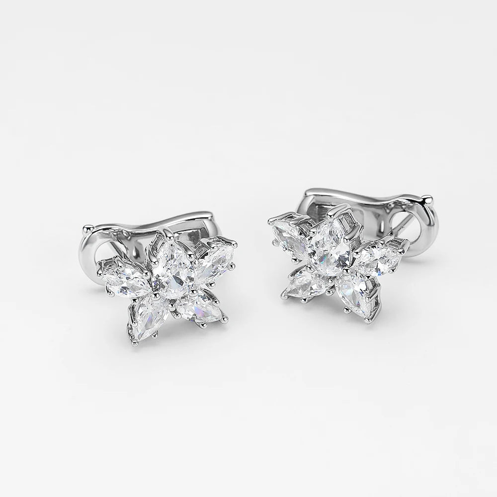 925 Sterling Silver Sparkling High Carbon Diamond Earrings