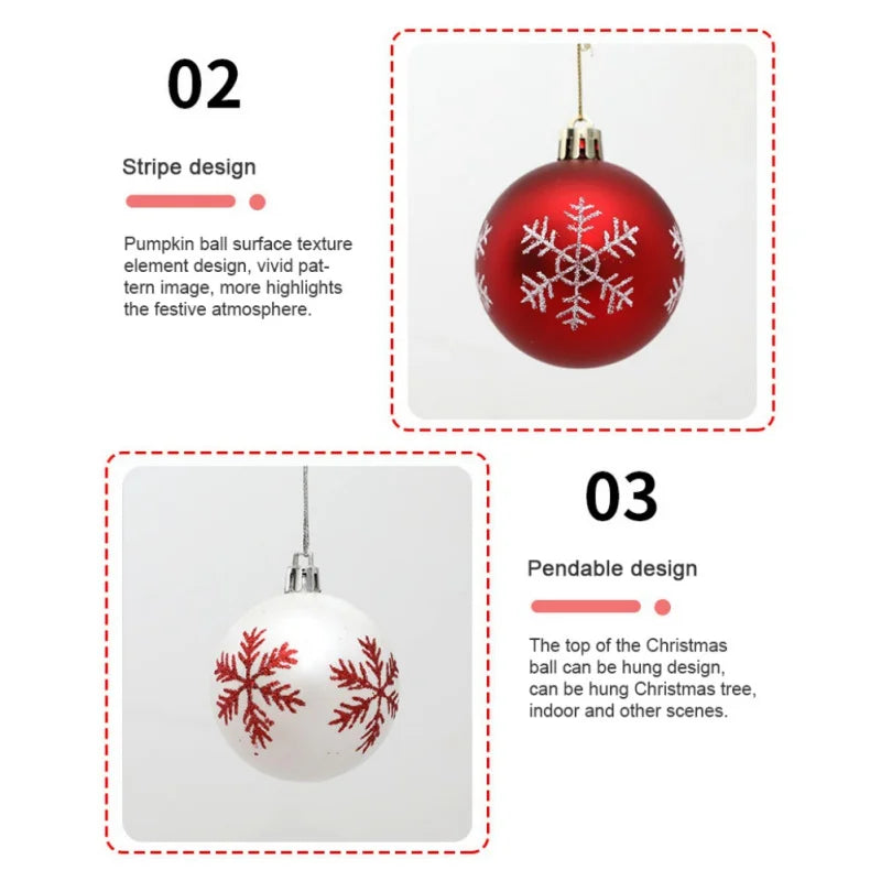 12pcs/box 6cm Christmas Ball Ornaments Xmas Tree Hanging