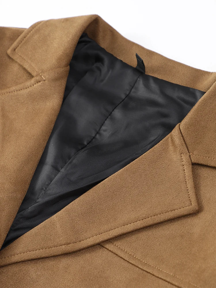 Vintage Brown Suede Leather Blazer Jackets