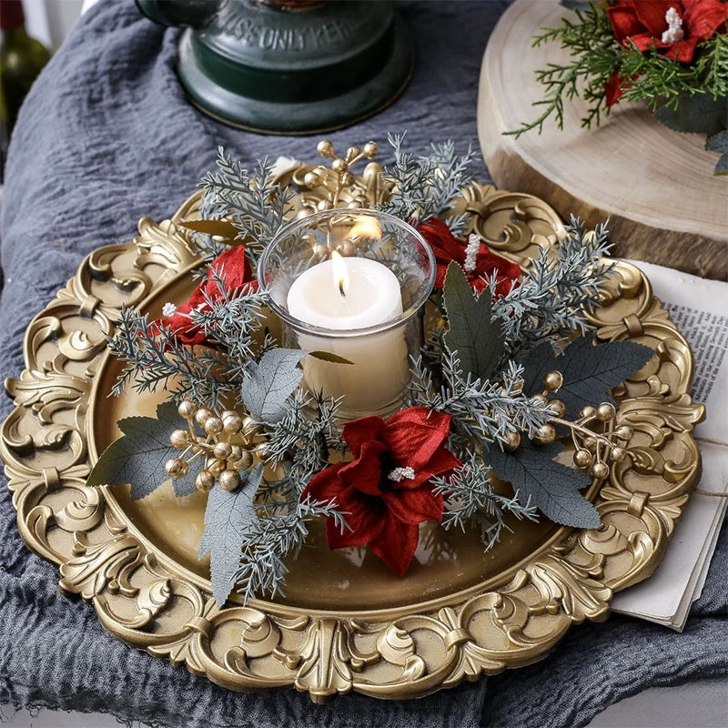 Christmas Candlestick Wreath Artificial Flowers Garland