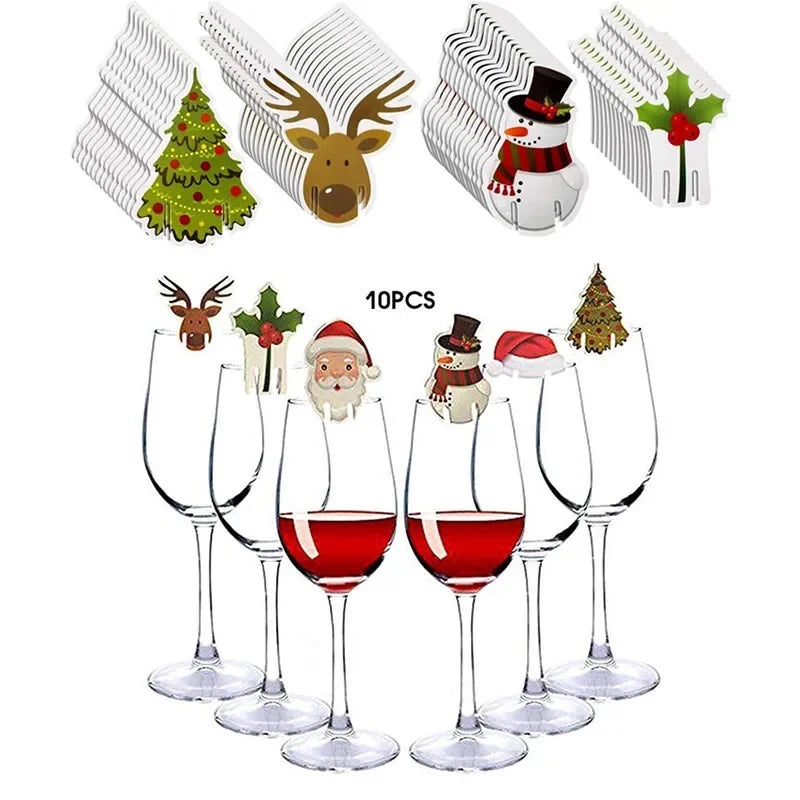 10pc/set Wine Cup Card Christmas