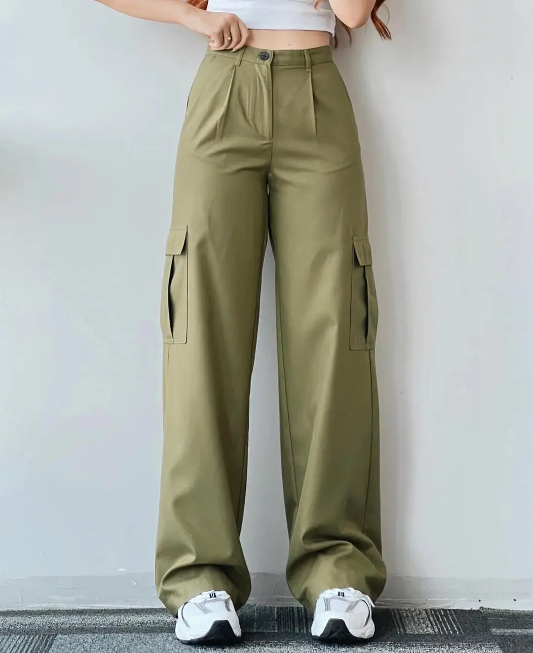 New Straight Cargo High Waist Baggy Trousers