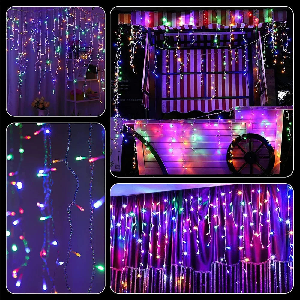 Christmas Decorations Lights Solar Icicle Curtain