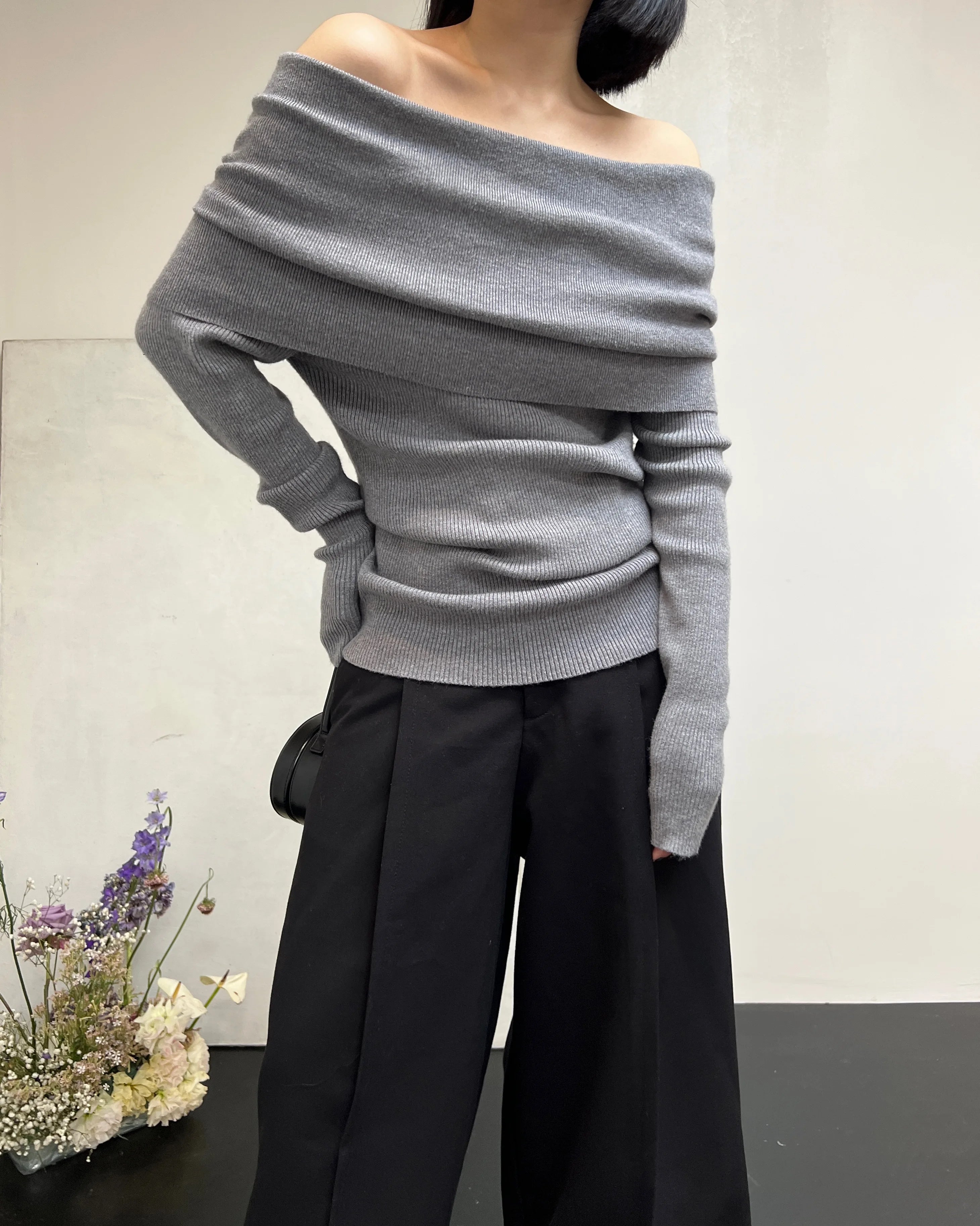 Off Shoulder Women Sweaters Elegant Vintage