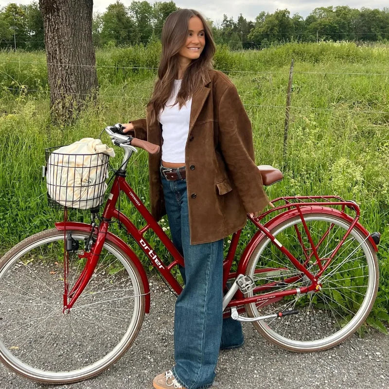 Vintage Brown Suede Leather Blazer Jackets