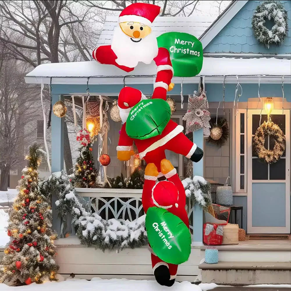 Climbing Santa Inflatable with Built-in LED Lights