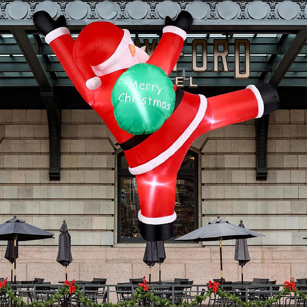 Climbing Santa Inflatable with Built-in LED Lights