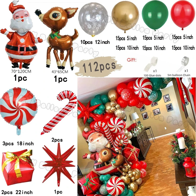 Christmas Balloons Garland Green Red Box Candy Balloons