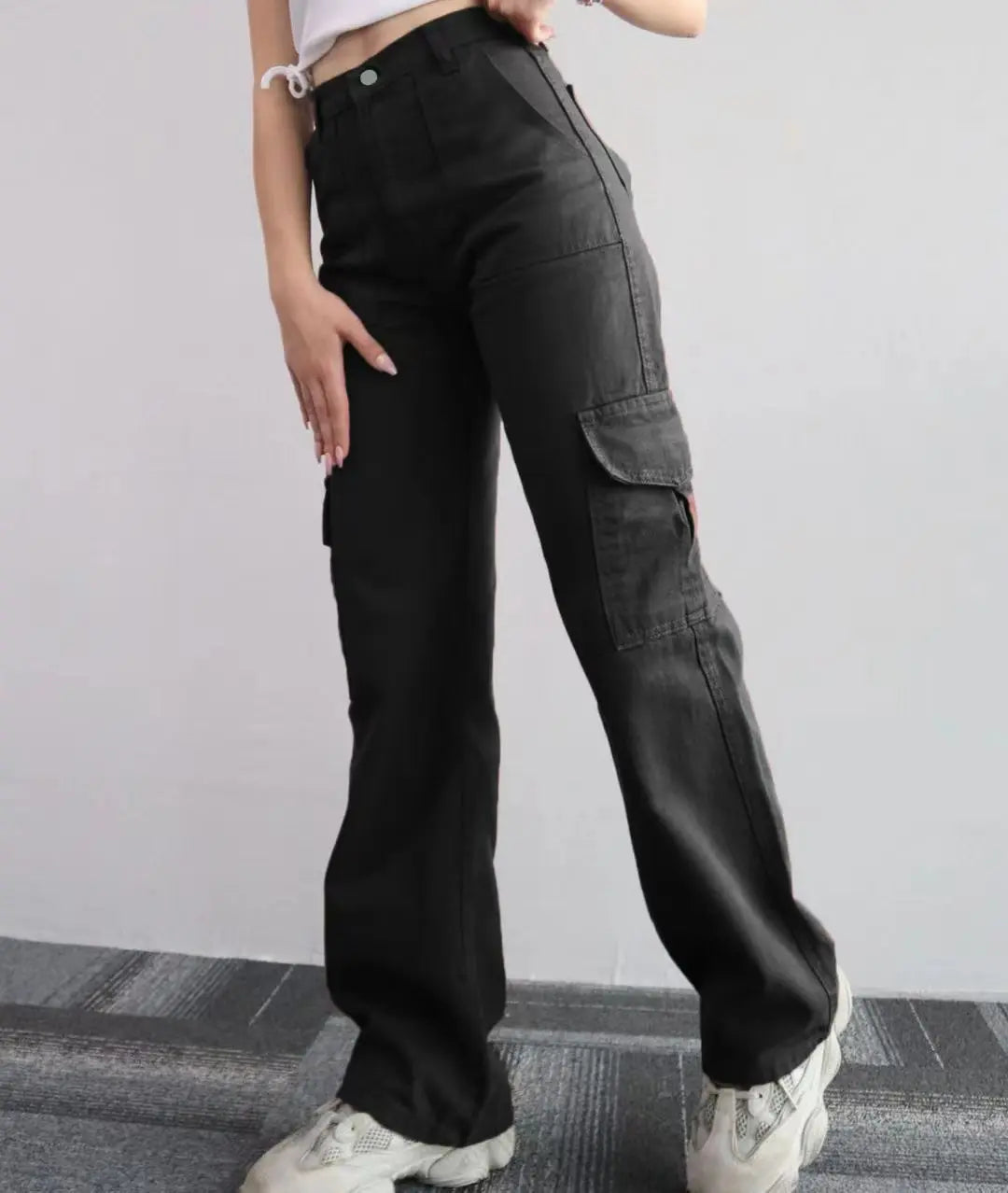 New Straight Cargo High Waist Baggy Trousers