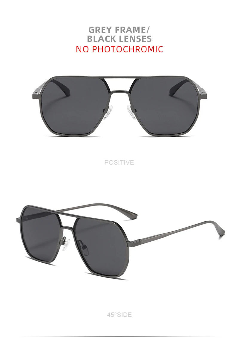 Luxury Metal Photochromic Sunglasses Men Women