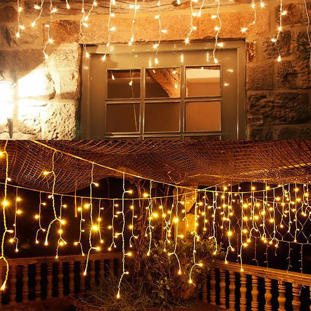 Christmas Decorations Lights Solar Icicle Curtain