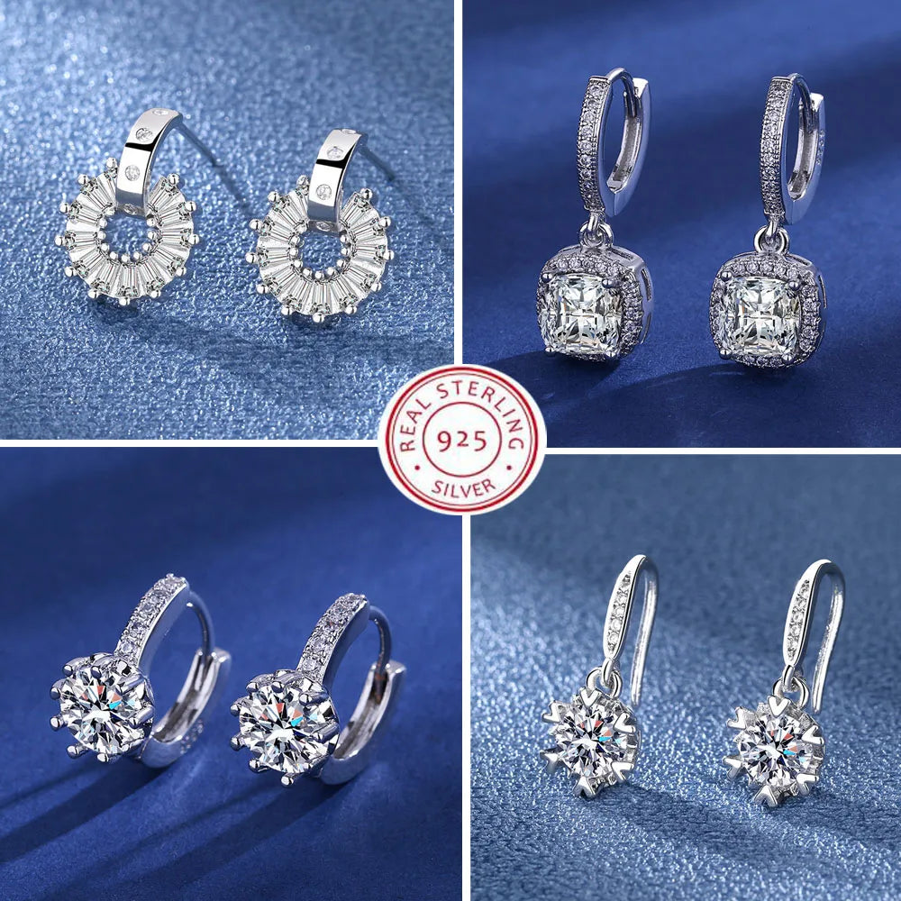 925 Sterling Silver  Crystal CZ Stud Earrings