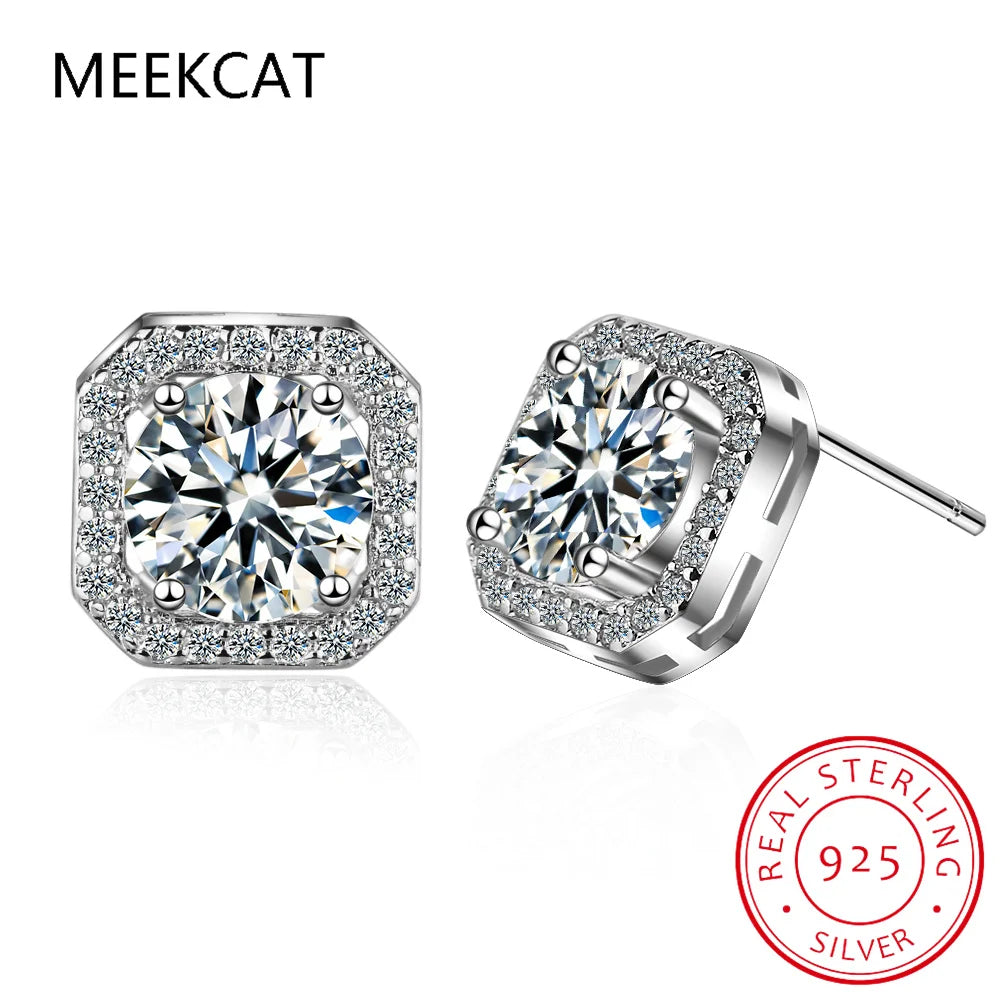 1CT 2CT Moissanite Diamond Ear Studs Earring