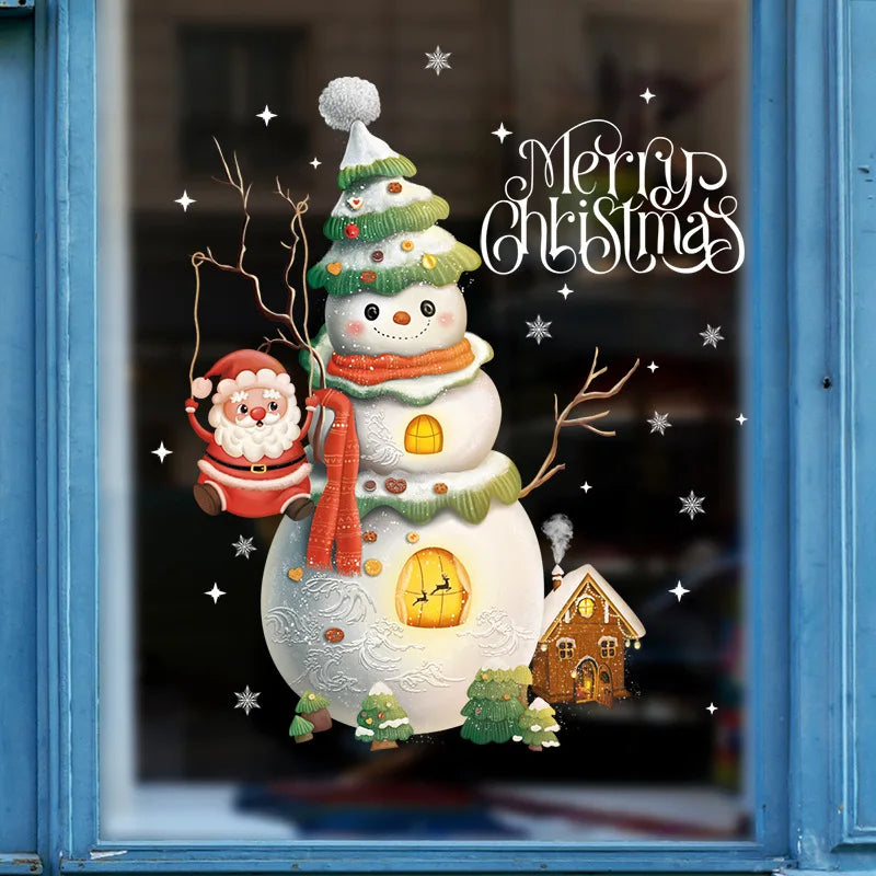 Christmas Window Stickers Santa Claus Xmas Tree