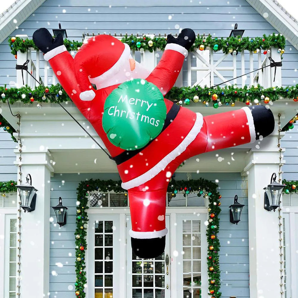 Climbing Santa Inflatable with Built-in LED Lights