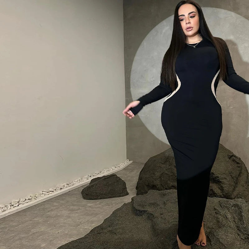 Long Sleeve Sexy Bodycon Slim Maxi Dress