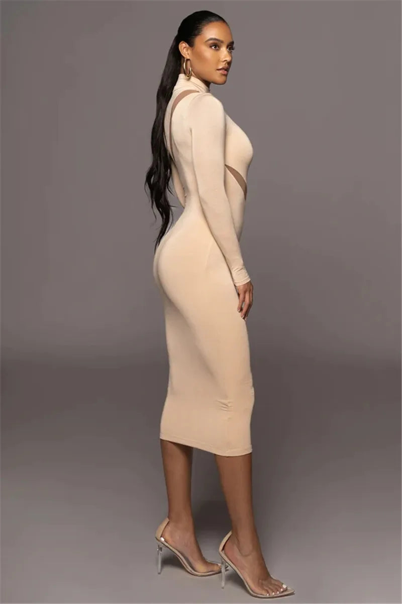 Long Sleeve Bodycon Sexy Maxi Dress