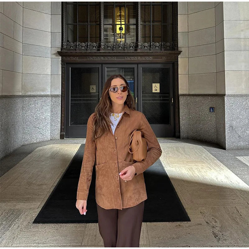 Vintage Brown Suede Leather Blazer Jackets