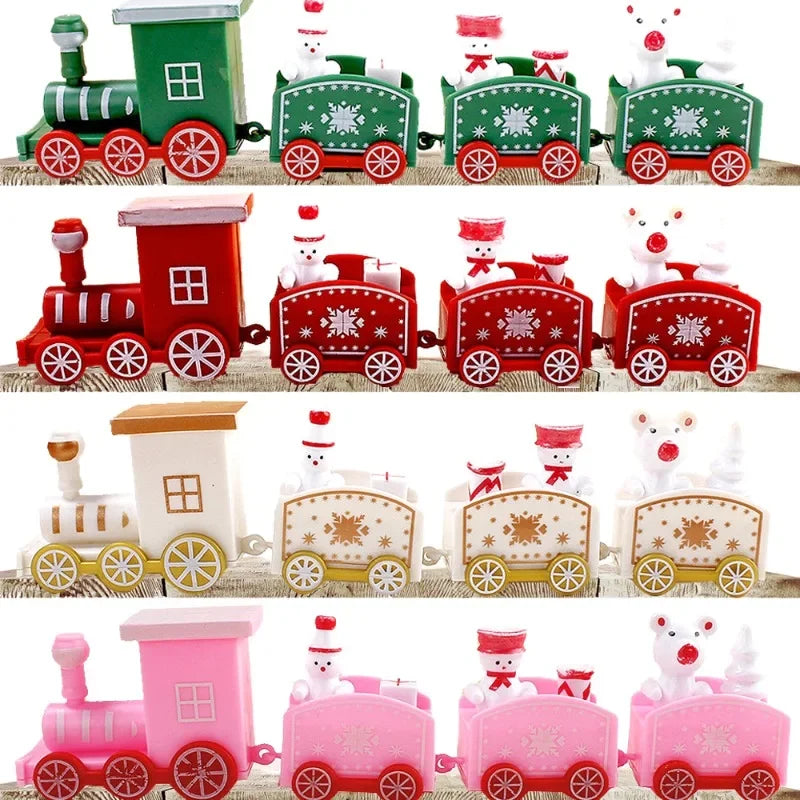 Wooden Train Christmas Ornaments Santa Decoration