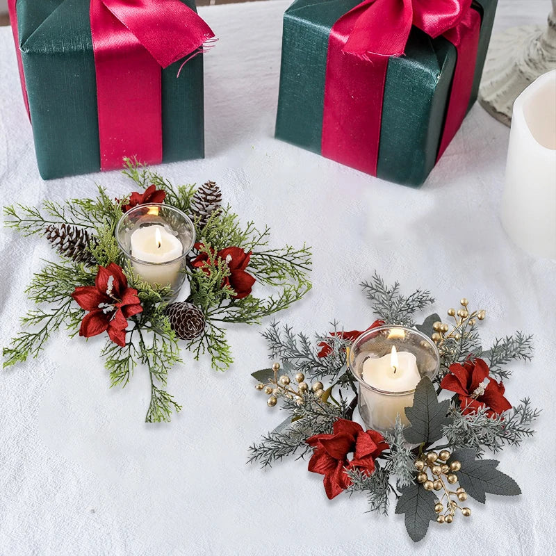 Christmas Candlestick Wreath Artificial Flowers Garland