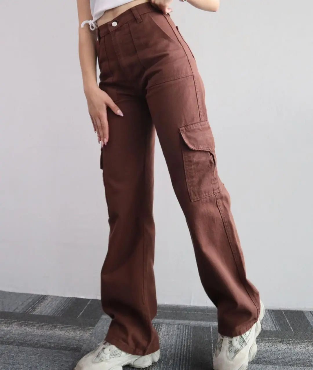 New Straight Cargo High Waist Baggy Trousers