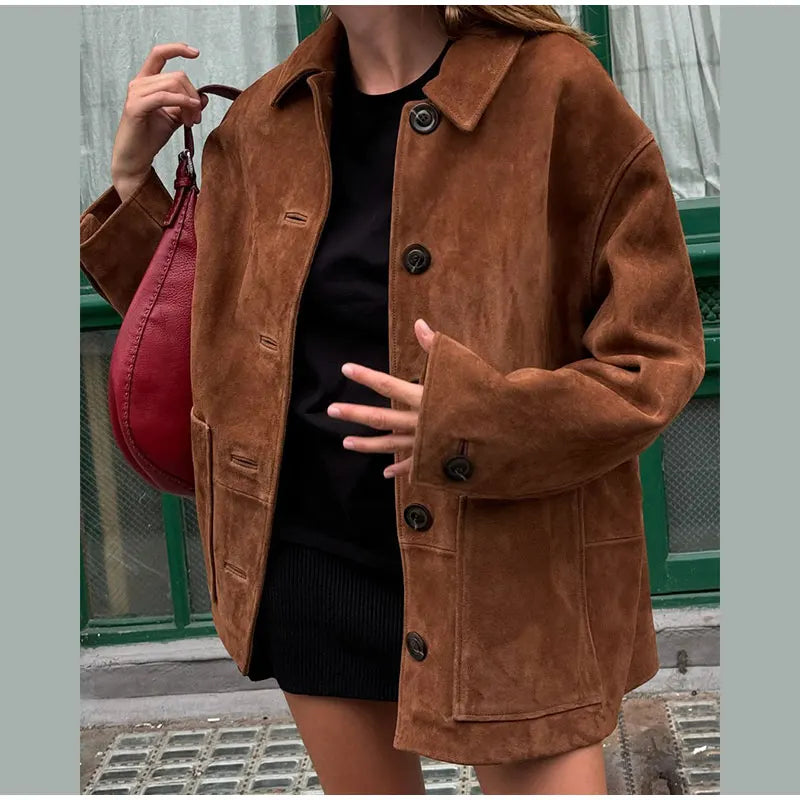 Vintage Brown Suede Leather Blazer Jackets