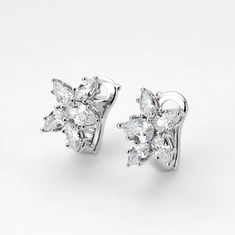 925 Sterling Silver Sparkling High Carbon Diamond Earrings