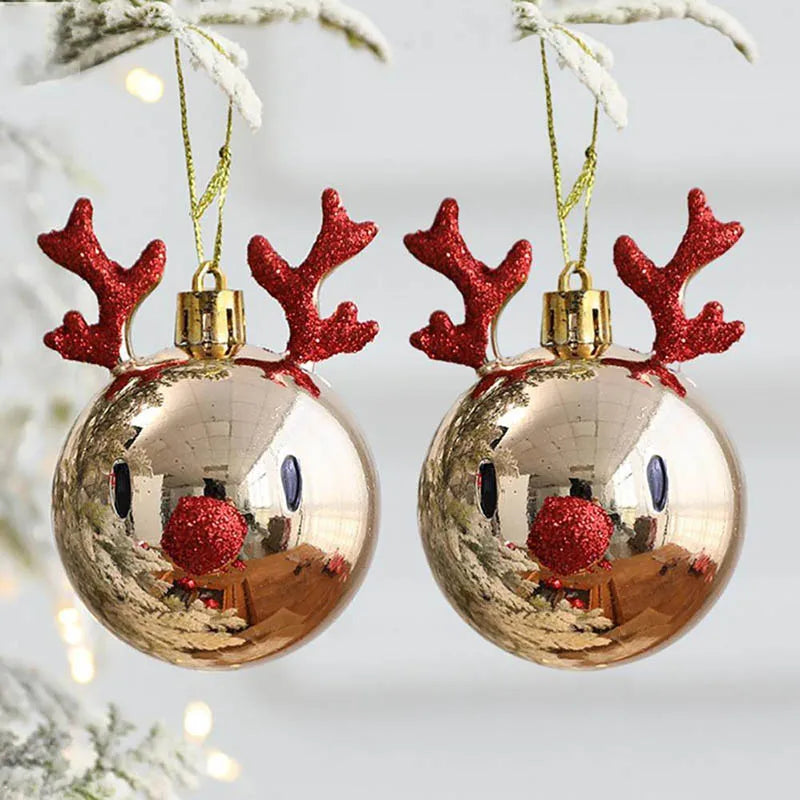 2pcs Elk Christmas Balls Ornaments Xmas