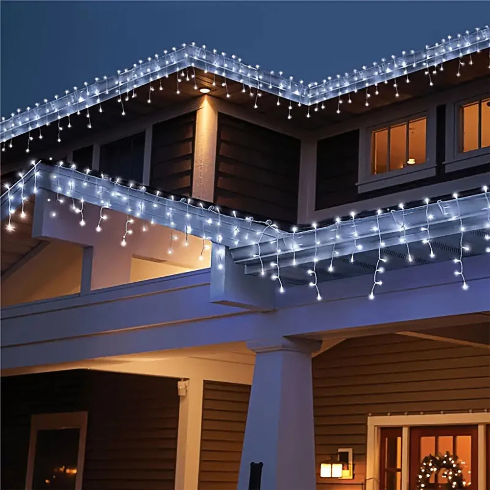 Christmas Decorations Lights Solar Icicle Curtain