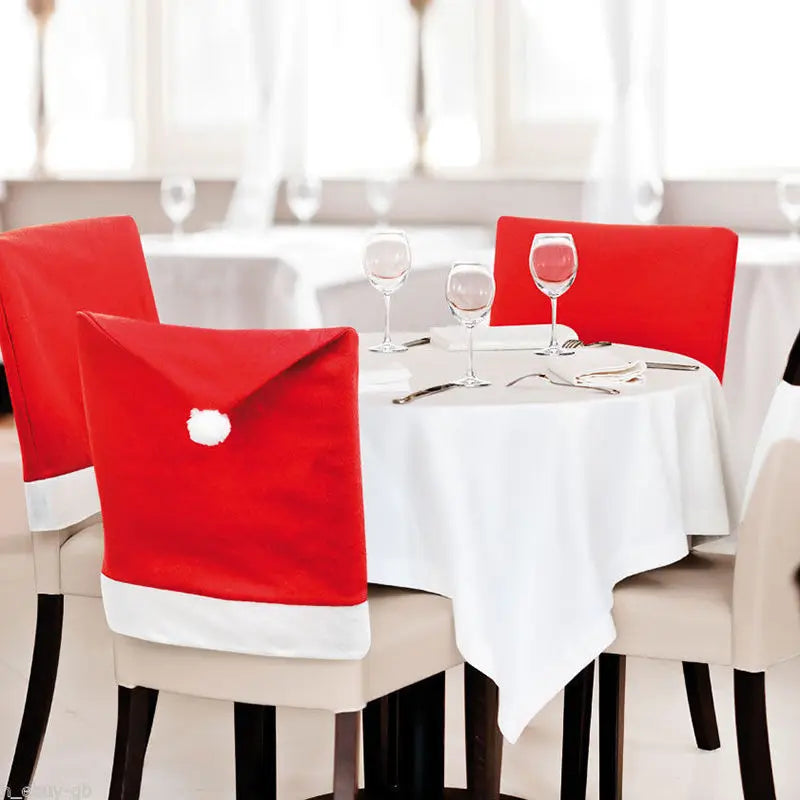 Christmas Chair Cover Red Non-woven Chair Cover