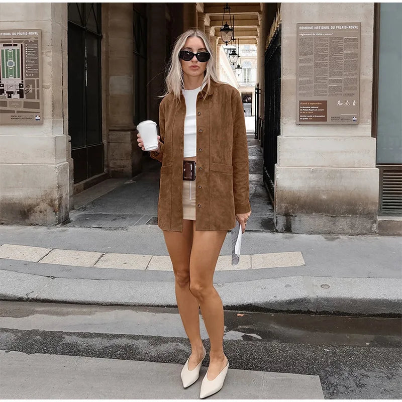 Vintage Brown Suede Leather Blazer Jackets