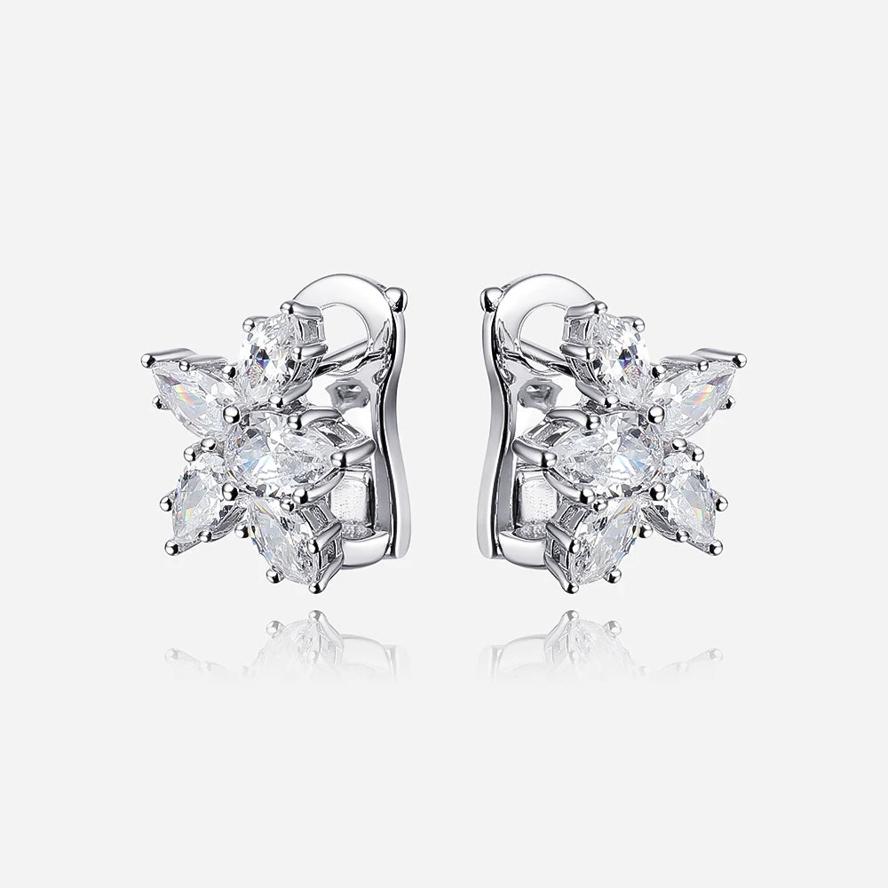 925 Sterling Silver Sparkling High Carbon Diamond Earrings