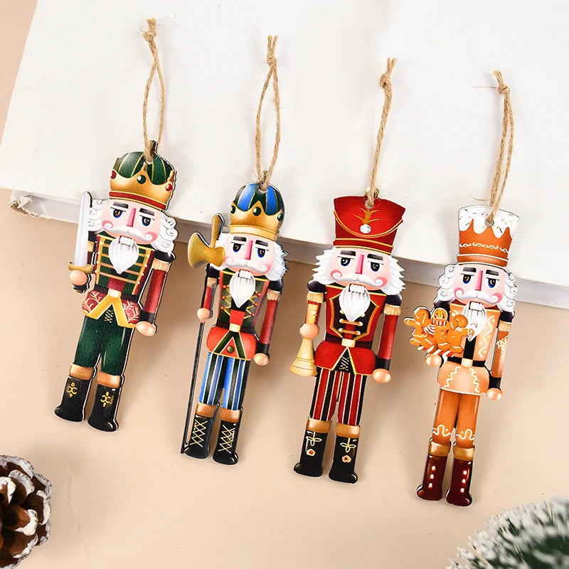 12Pcs Nutcracker Soldier Wooden Pendant Xmas Tree Hanging