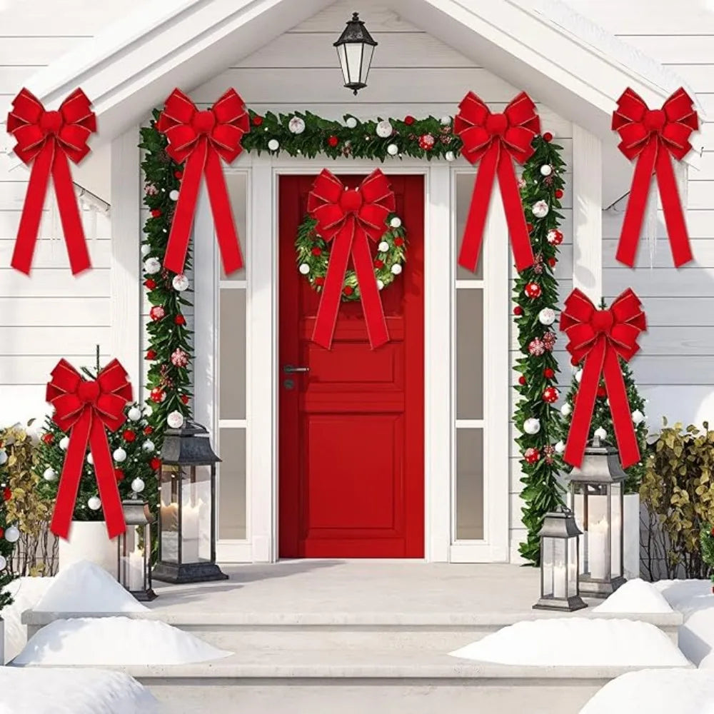 Red Christmas Bows Outdoor Decorations Large Christmas