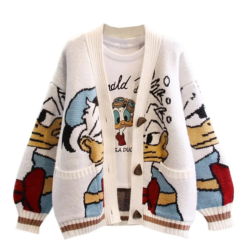 Disney Knitted Cardigan Donald Cartoon Sweaters