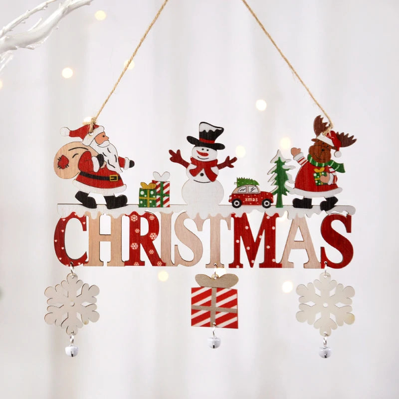 Wooden Christmas Hanging Pendants Gnome Santa Claus