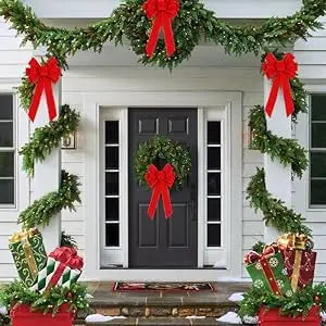 Red Christmas Bows Outdoor Decorations Large Christmas