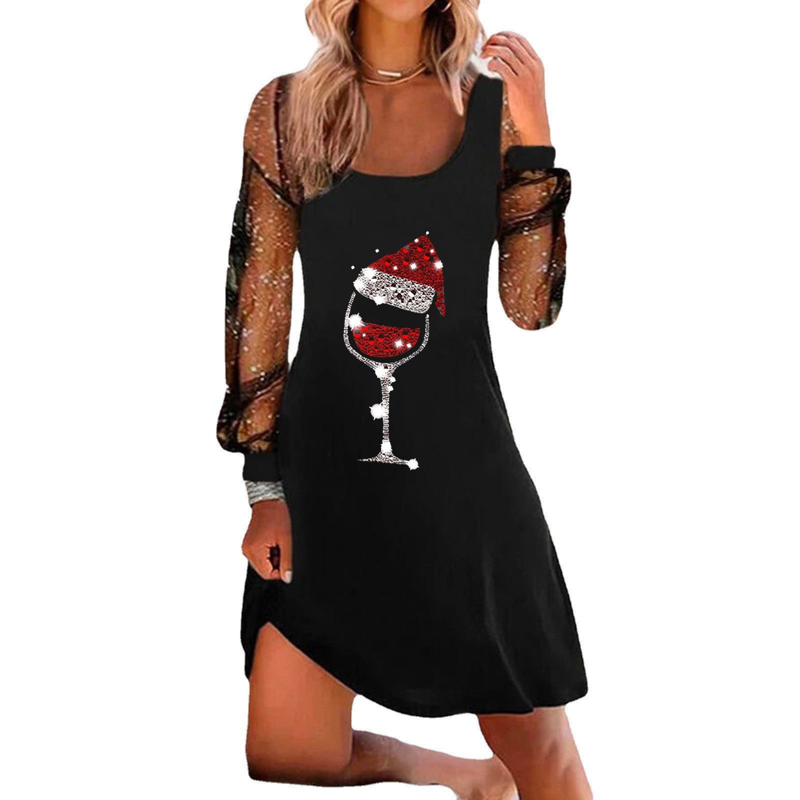 Sexy Off Shoulder Christmas Print Dress