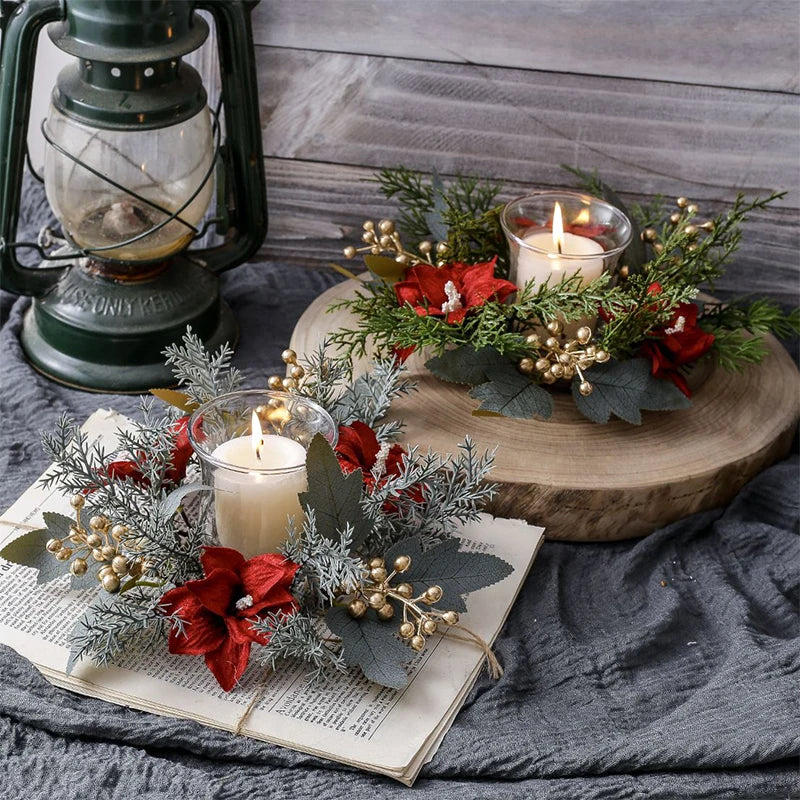 Christmas Candlestick Wreath Artificial Flowers Garland