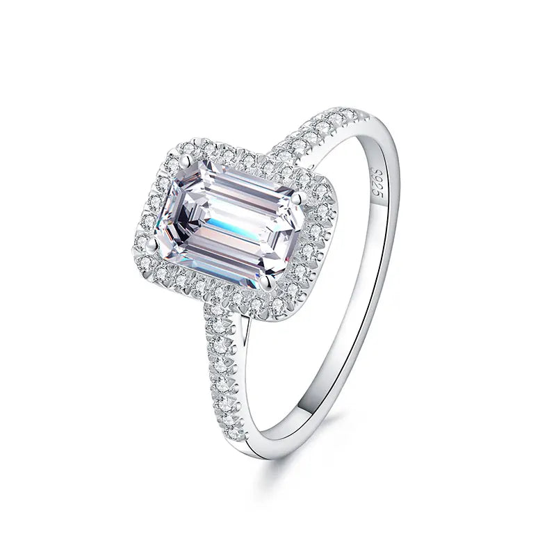 Emerald cut 2ct Diamond cz Ring 925 sterling silver