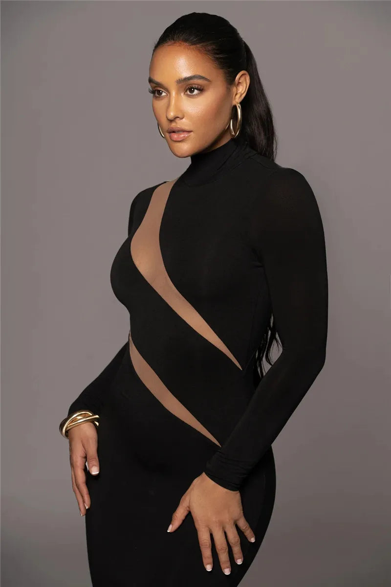 Long Sleeve Bodycon Sexy Maxi Dress