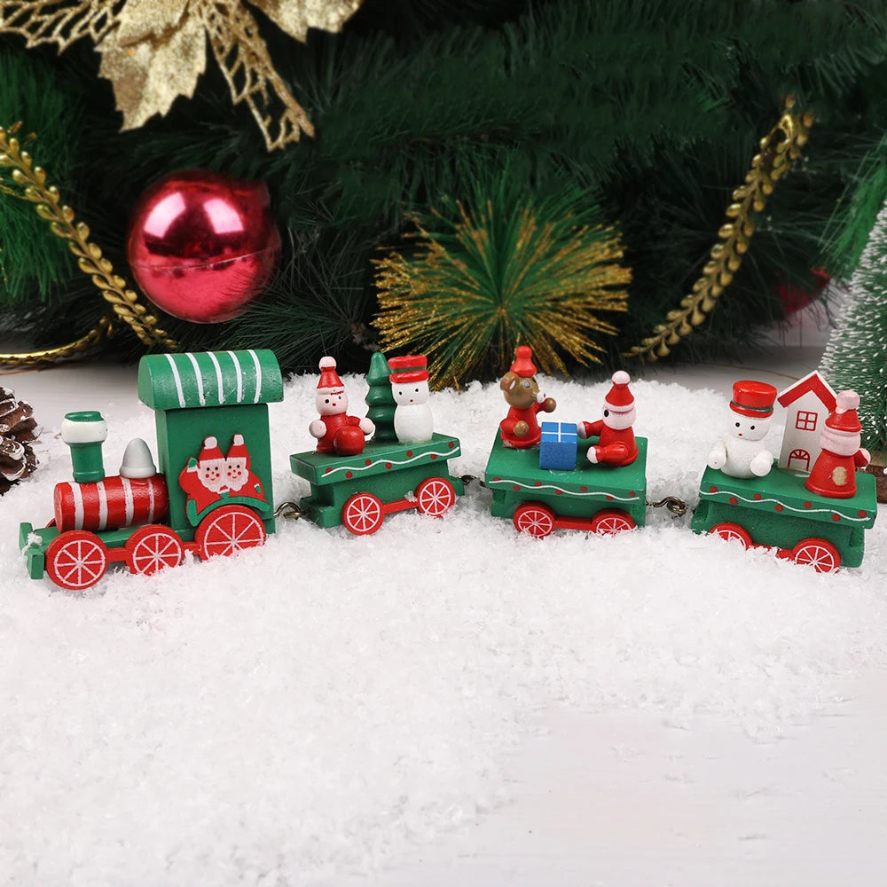 Wooden Train Christmas Ornaments Santa Decoration