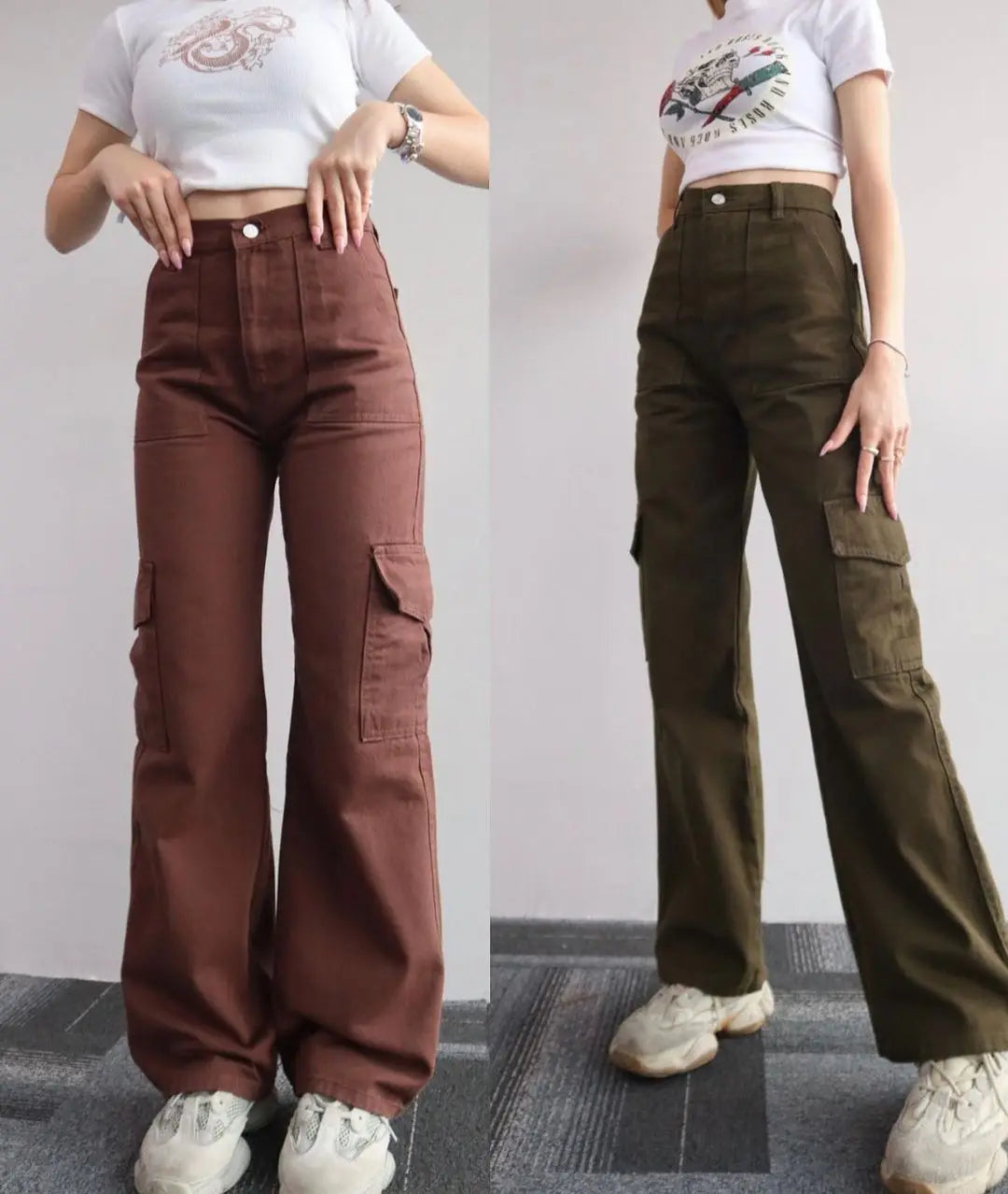 New Straight Cargo High Waist Baggy Trousers